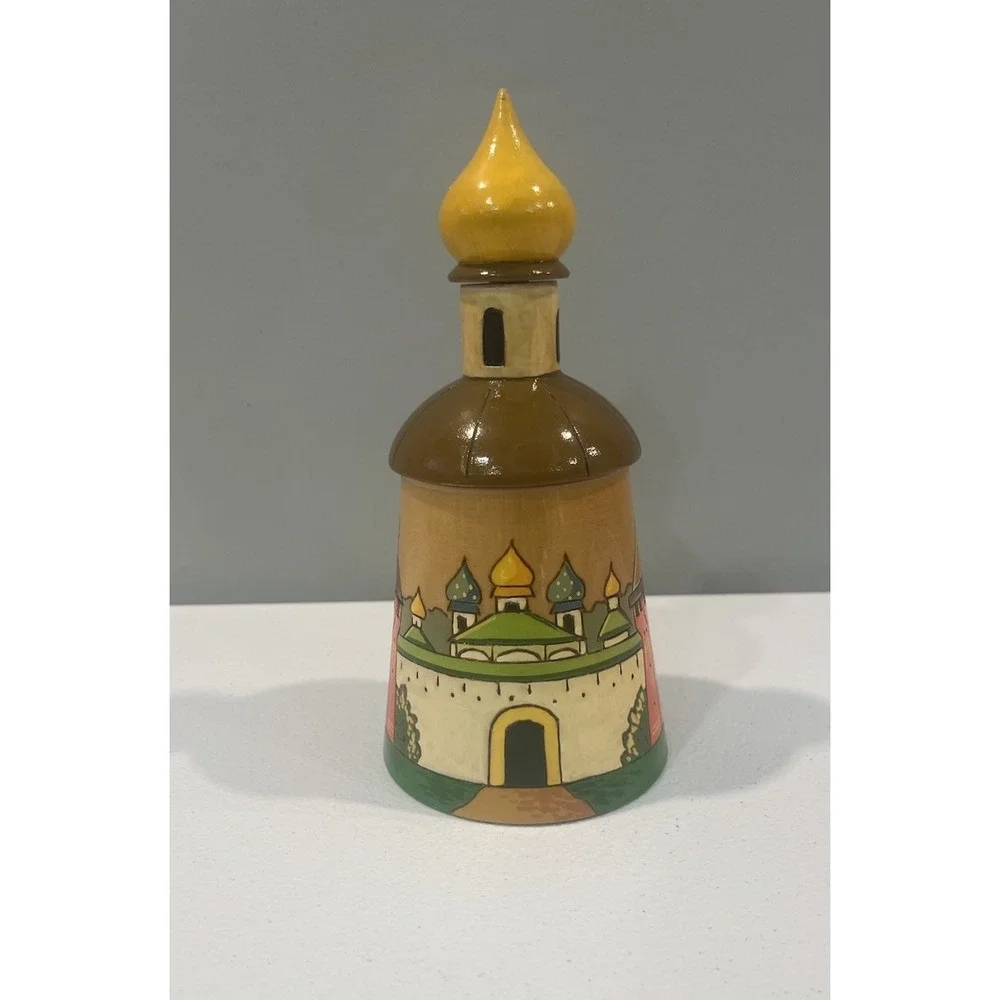 Vtg Russian‎ Treasure Box Canister Jar Hand Carved Wooden Lidded Made In USSR
